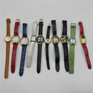 Vintage Lot Of Untested Leather Watch Mens Womens Klein, Gitano, Fossil,Berenger
